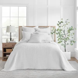 Levtex Home - Mills Waffle - Queen Quilted Bedspread Set - Bright White Cotton Waffle - Bedspread Size (104 x 106in.), Sham Size (26 x 20in.)