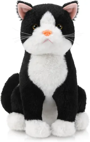 Libima 13 Inch Tuxedo Cat Stuffed Animal Realistic Black and White Cat Plush Soft Stuffed Tuxedo Kitten Plushie for Birthday Gifts Pet Party Favors Bedroom Sofa Decors