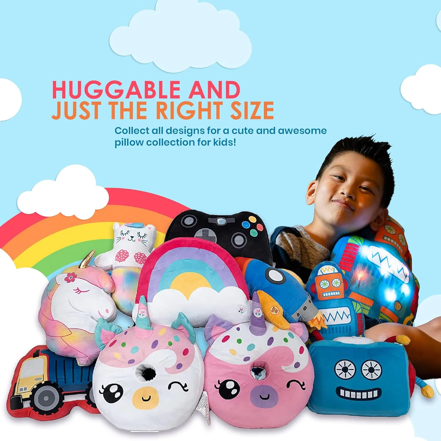 Light Up Pillow for Kids, Plush Led Night Light for Boys and Girls, Oeko TEX Certified, Toddler’s Light Up Sleeping Toy, Robot