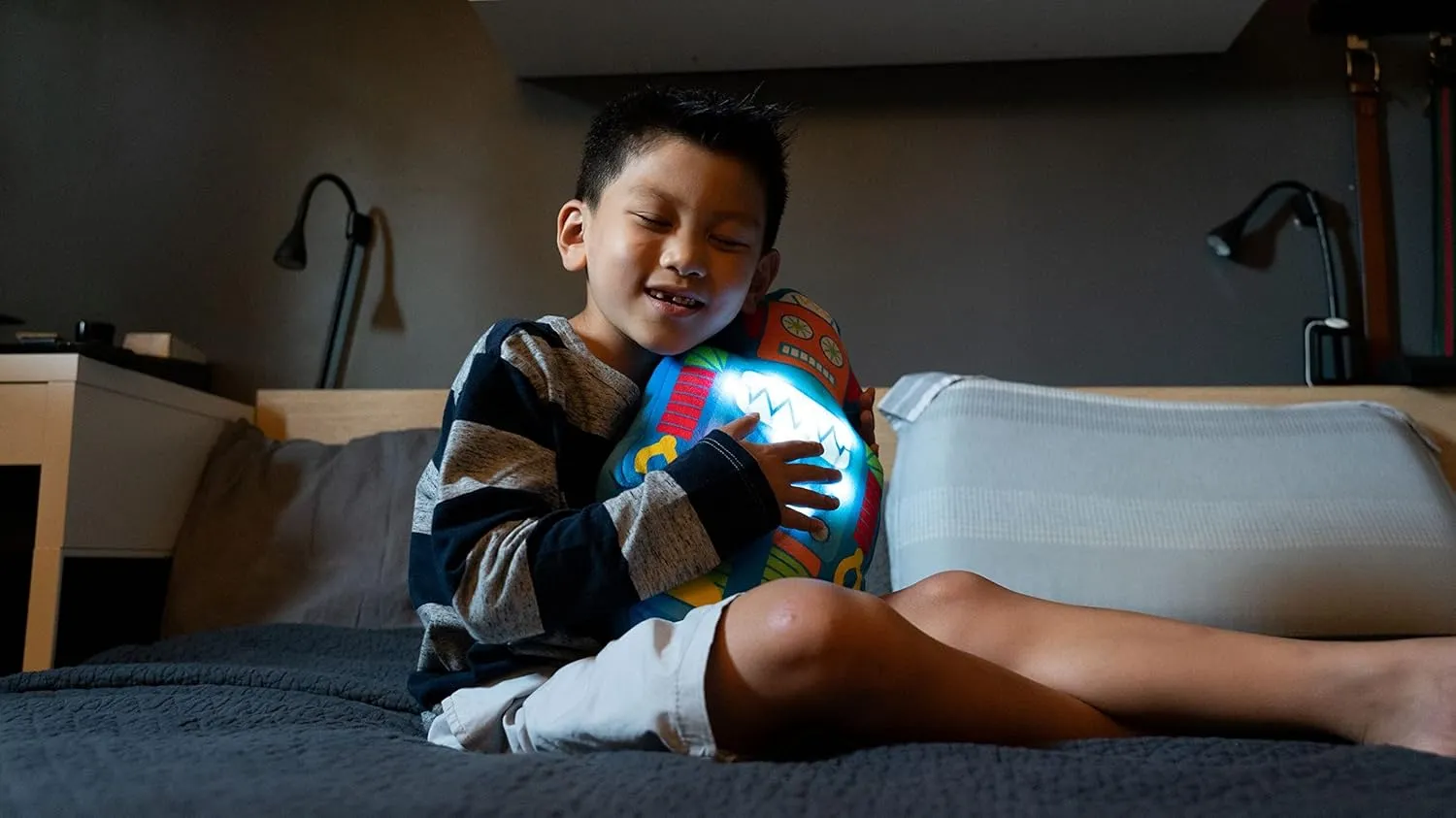 Light Up Pillow for Kids, Plush Led Night Light for Boys and Girls, Oeko TEX Certified, Toddler’s Light Up Sleeping Toy, Robot