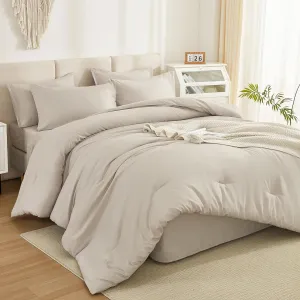 Litanika Oversized King Comforter Sets Tannish Grey - 7 Pieces Bed in a Bag Oversized King Beddding Comforter Sets, Solid Lightweight Bed Set with Comforter, Sheets, Pillowcases & Shams
