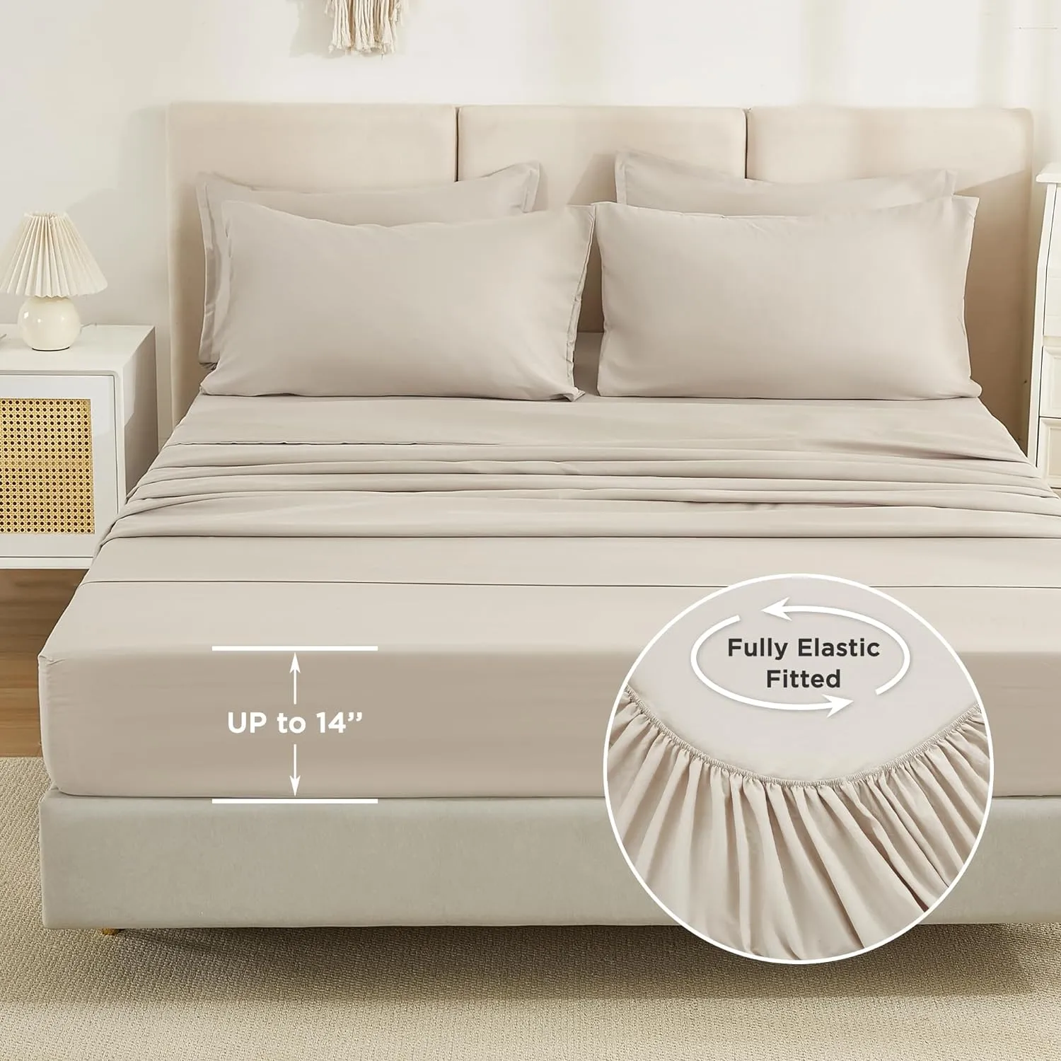 Litanika Oversized King Comforter Sets Tannish Grey - 7 Pieces Bed in a Bag Oversized King Beddding Comforter Sets, Solid Lightweight Bed Set with Comforter, Sheets, Pillowcases & Shams