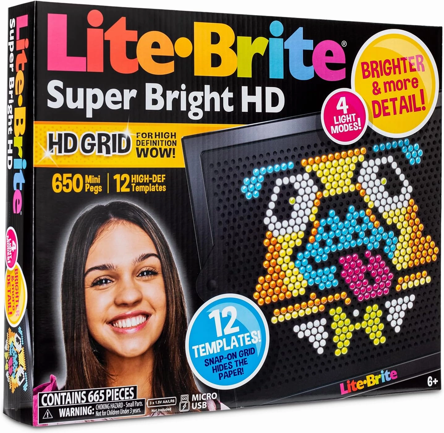 Lite Brite Super Bright HD - Creative Retro Light-Up Screen – Educational Play for Children – Enhances Creativity & Fine Motor Skills, Gift for Boys and Girls Ages 6 