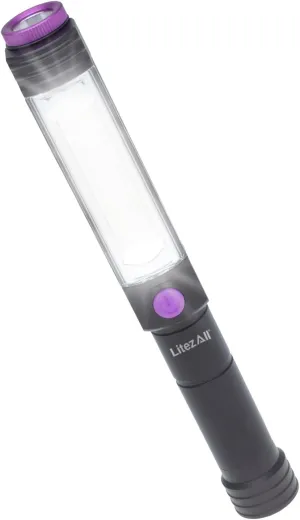 LitezAll Dual Function Task Light with UV Flashlight, Compact LED Utility Light with Built-In Ultraviolet Black Light for Inspection, Detection, Work, and Everyday Use