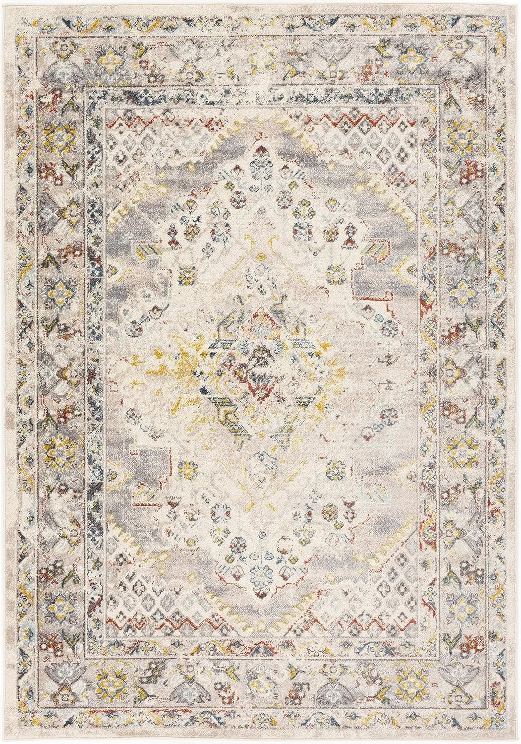 Livabliss Anja Oriental Medallion Area Rug,5'2" x 7',Taupe