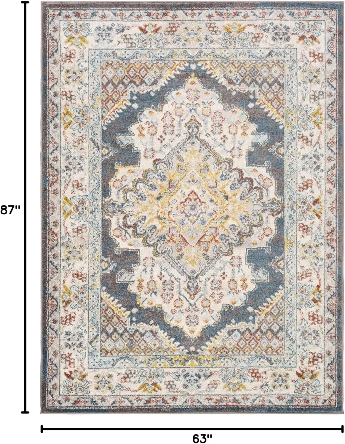 Livabliss Anja Oriental Medallion Area Rug,5'2" x 7',Teal