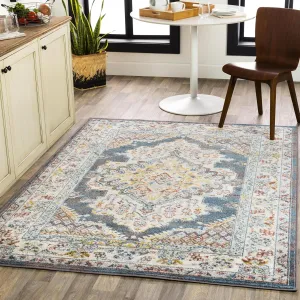 Livabliss Anja Oriental Medallion Area Rug,5'2" x 7',Teal