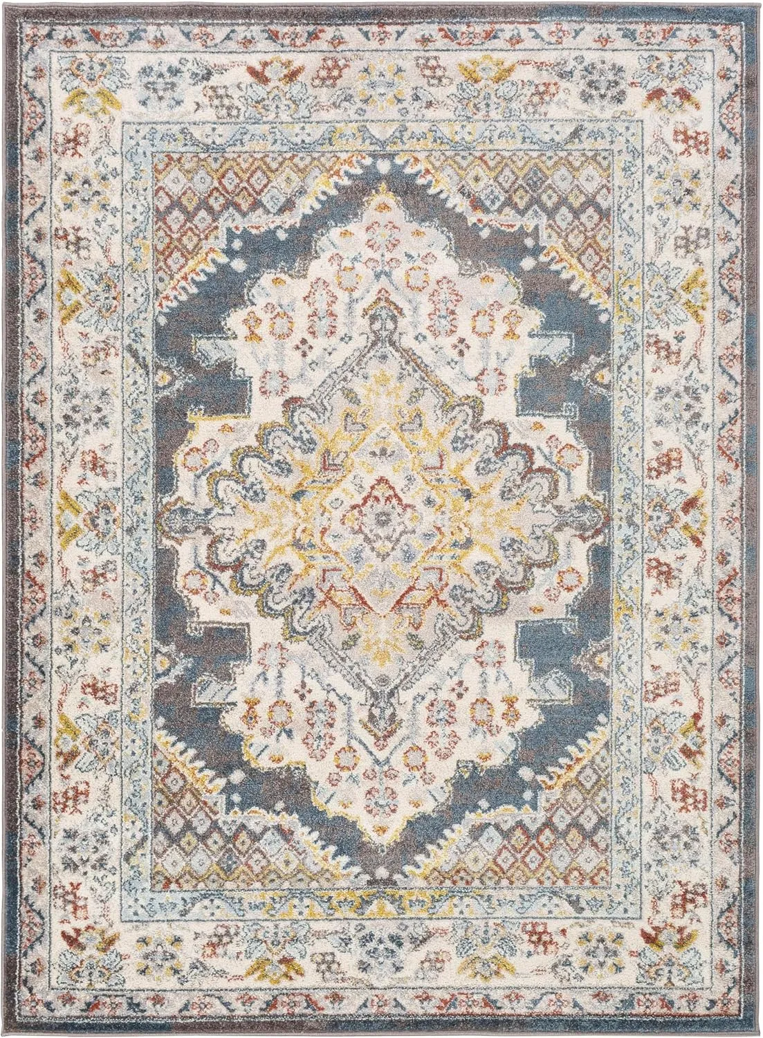 Livabliss Anja Oriental Medallion Area Rug,5'2" x 7',Teal