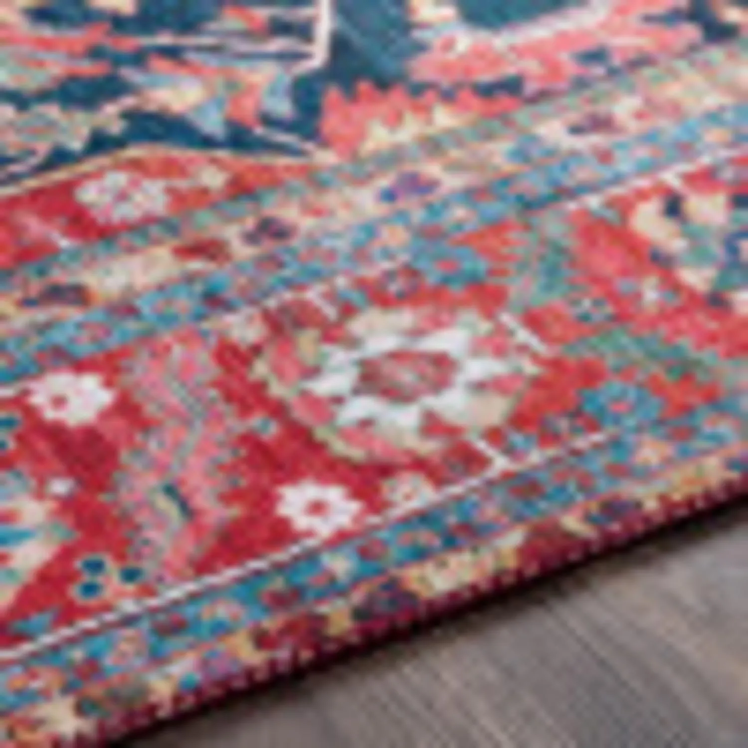 Livabliss Luis Vintage Medallion Area Rug, 7 ft 6 in x 9 ft 6 in, Bright Red/Navy