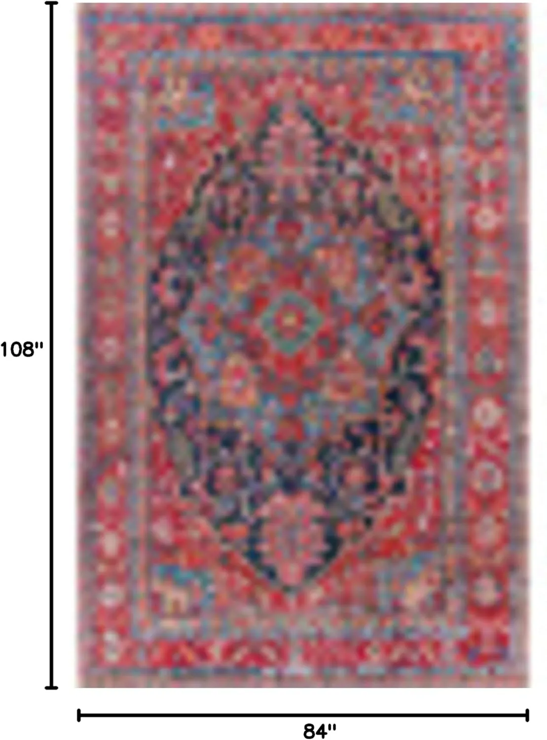 Livabliss Luis Vintage Medallion Area Rug, 7 ft 6 in x 9 ft 6 in, Bright Red/Navy