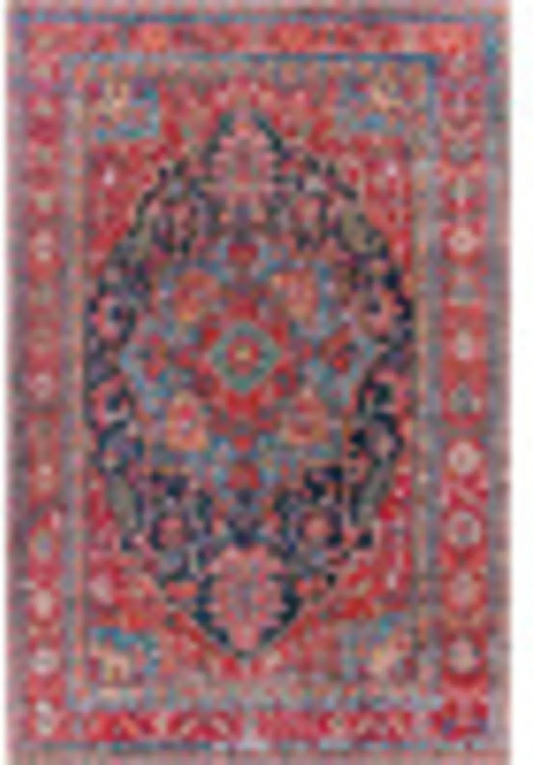 Livabliss Luis Vintage Medallion Area Rug, 7 ft 6 in x 9 ft 6 in, Bright Red/Navy