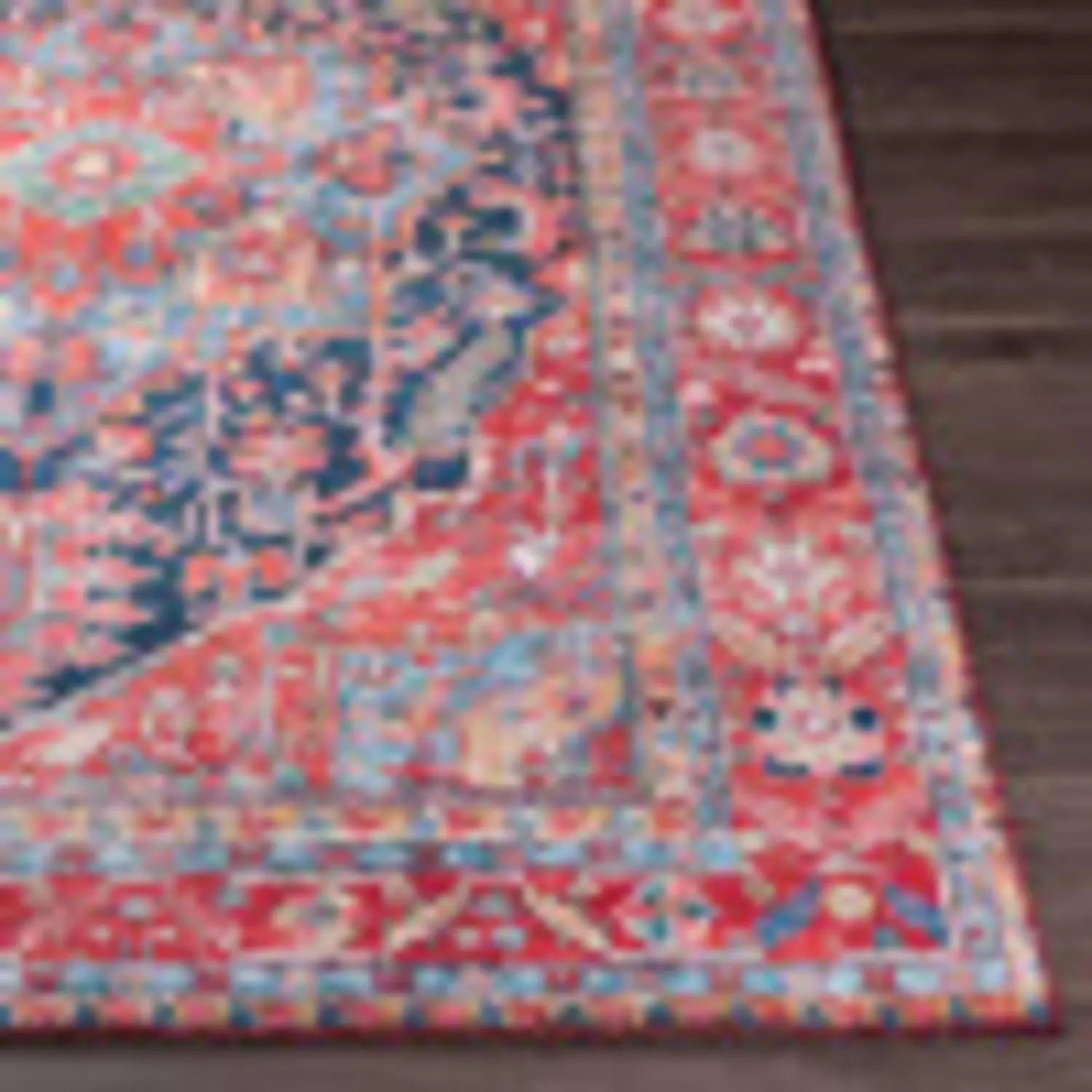 Livabliss Luis Vintage Medallion Area Rug, 7 ft 6 in x 9 ft 6 in, Bright Red/Navy