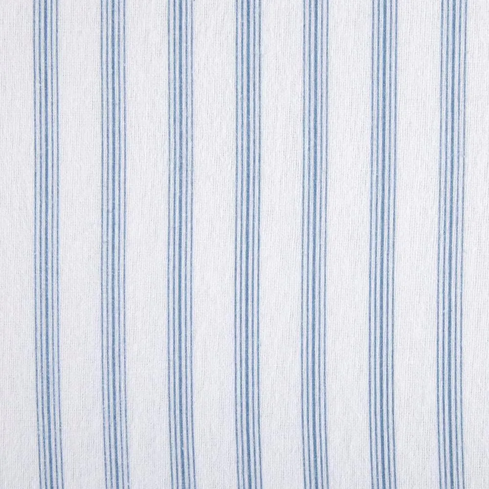 Lodge & Linen Flannel Sheets Queen Size Rich Cotton -High GSM Flannel Bed Sheet Deep Pockets - Warm & Cozy Flannel Sheet Set for All Seasons (Blue Stripes)