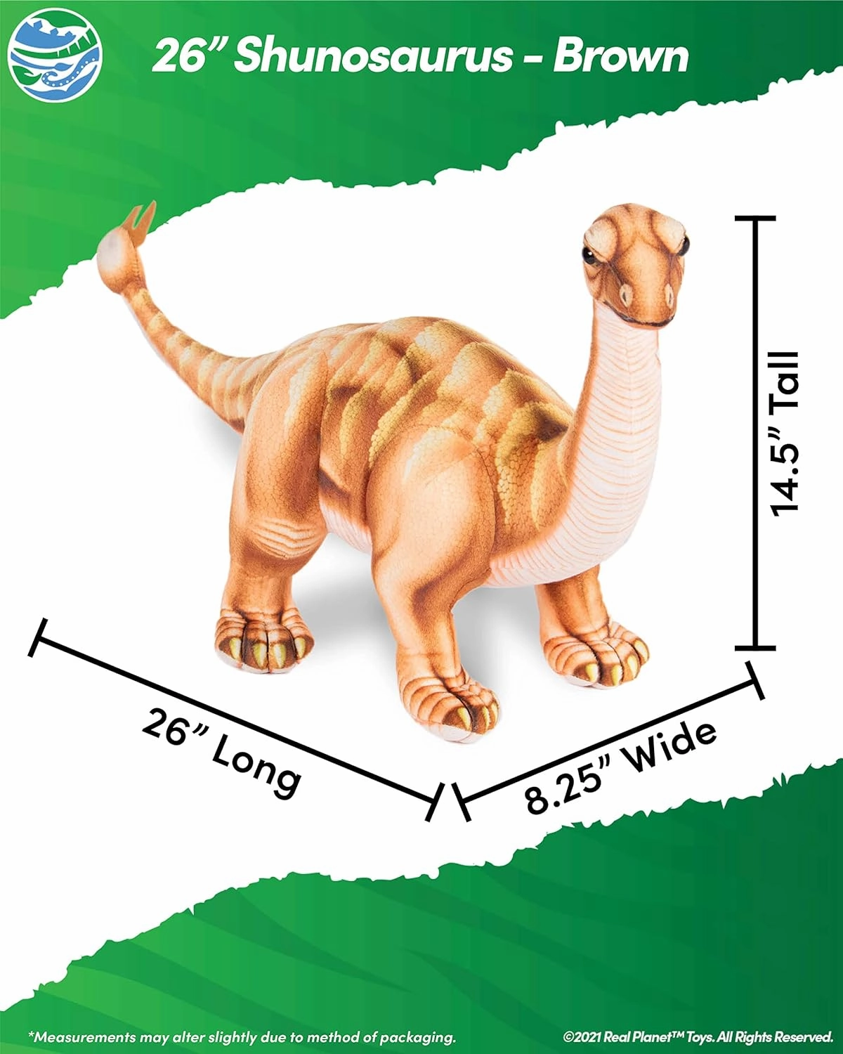Long Neck Dinosaur Plush - Brontosaurus Dinosaur, Stuffed Animal for Boys & Girls, Cute Dino, Plush Toys, Dino Gifts, Birthday Plushies, Jurassic Toy (26" Long)