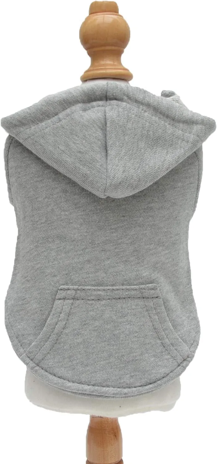 Lovelonglong Blank Basic Hoodie Sweatshirt for Dogs 100% Cotton Fits Small Medium Dachshund Large Dog Gray XL