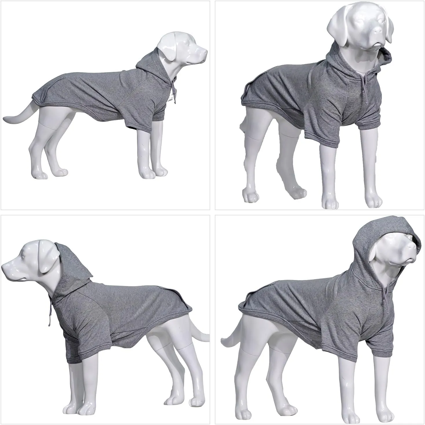 Lovelonglong Blank Basic Hoodie Sweatshirt for Dogs 100% Cotton Fits Small Medium Dachshund Large Dog Gray XL