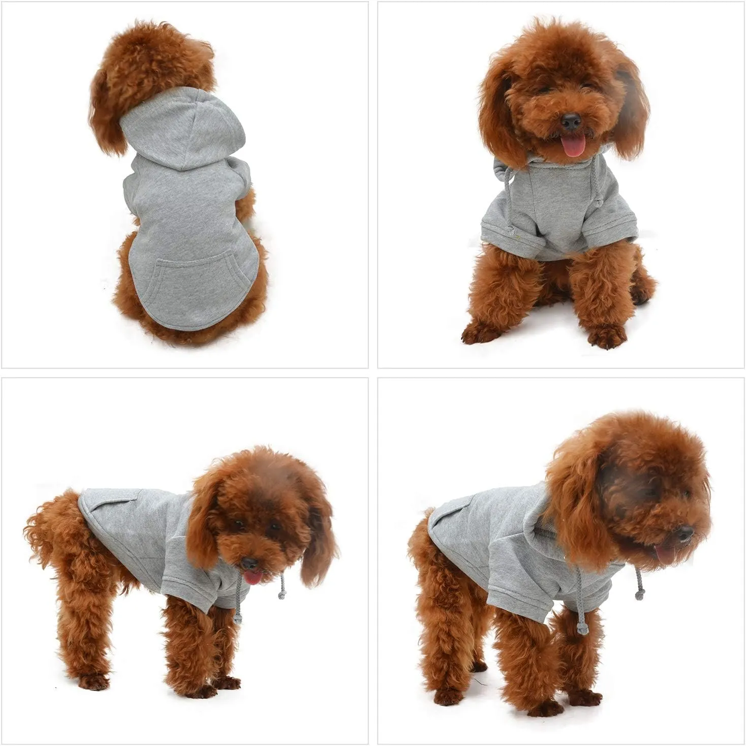 Lovelonglong Blank Basic Hoodie Sweatshirt for Dogs 100% Cotton Fits Small Medium Dachshund Large Dog Gray XL