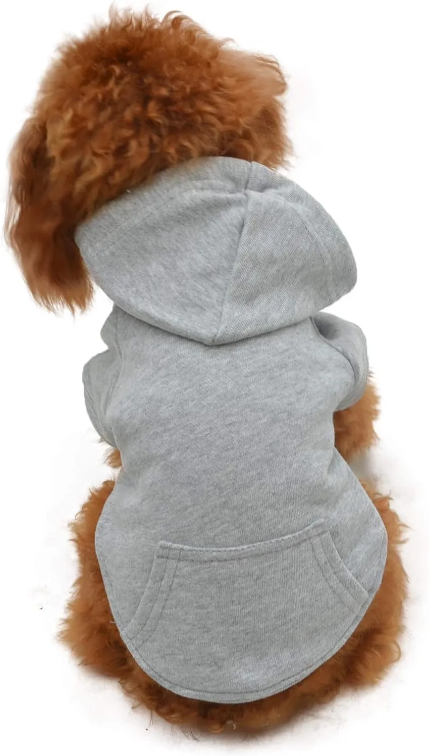 Lovelonglong Blank Basic Hoodie Sweatshirt for Dogs 100% Cotton Fits Small Medium Dachshund Large Dog Gray XL