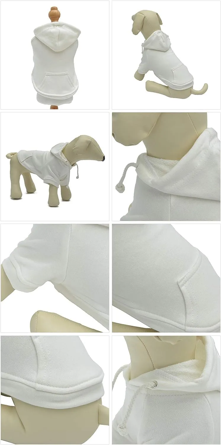 Lovelonglong Blank Basic Hoodie Sweatshirt for Dogs 100% Cotton Fits Small Medium Dachshund Large Dog Off White XL