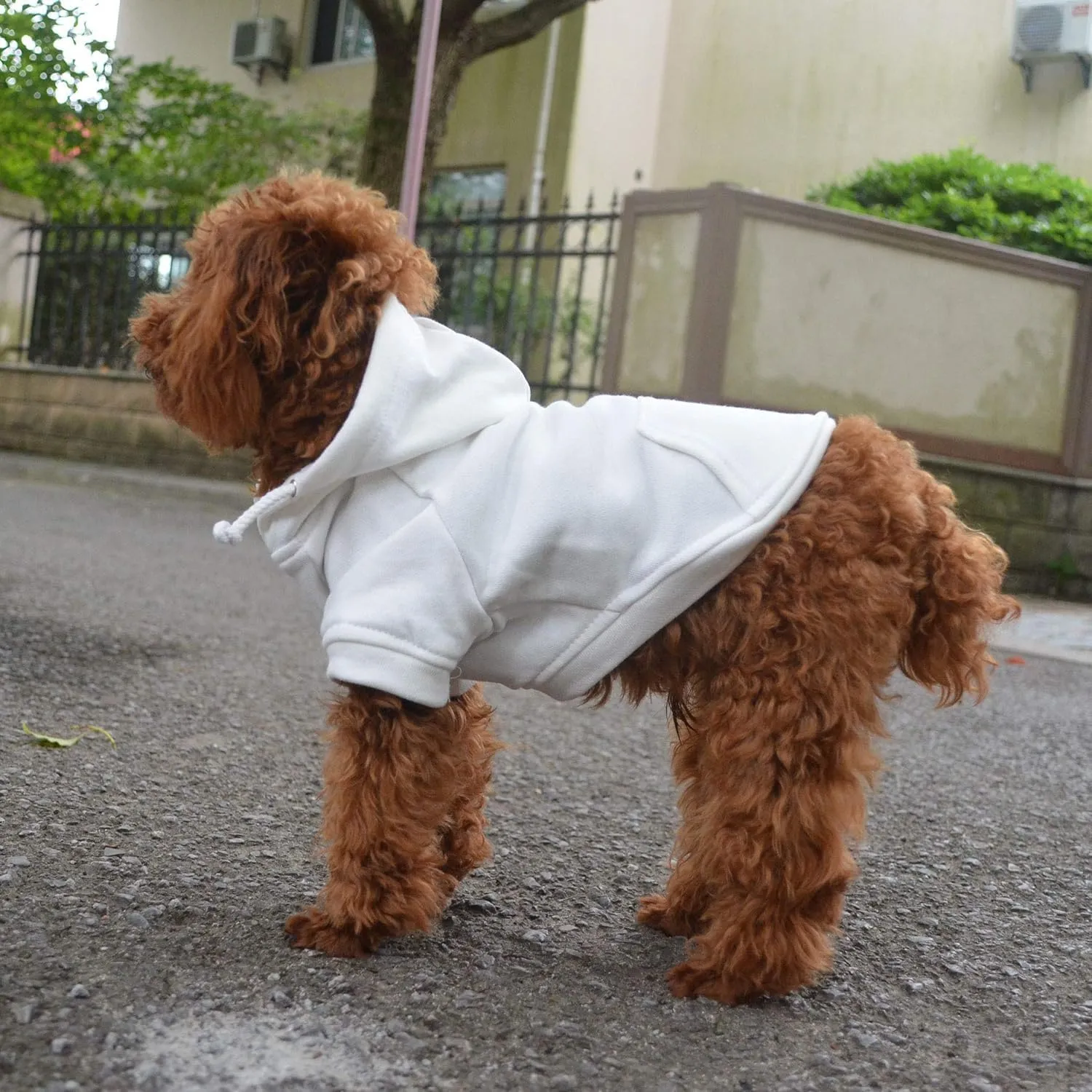 Lovelonglong Blank Basic Hoodie Sweatshirt for Dogs 100% Cotton Fits Small Medium Dachshund Large Dog Off White XL