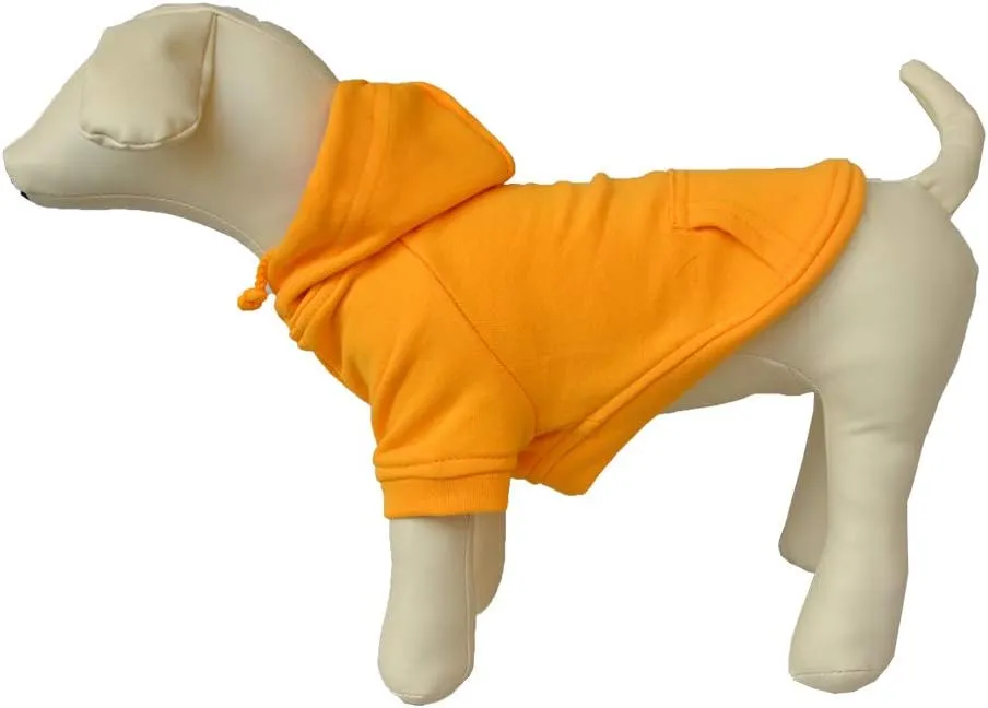 Lovelonglong Blank Basic Hoodie Sweatshirt for Dogs 100% Cotton Fits Small Medium Dachshund Large Dog Orange XL