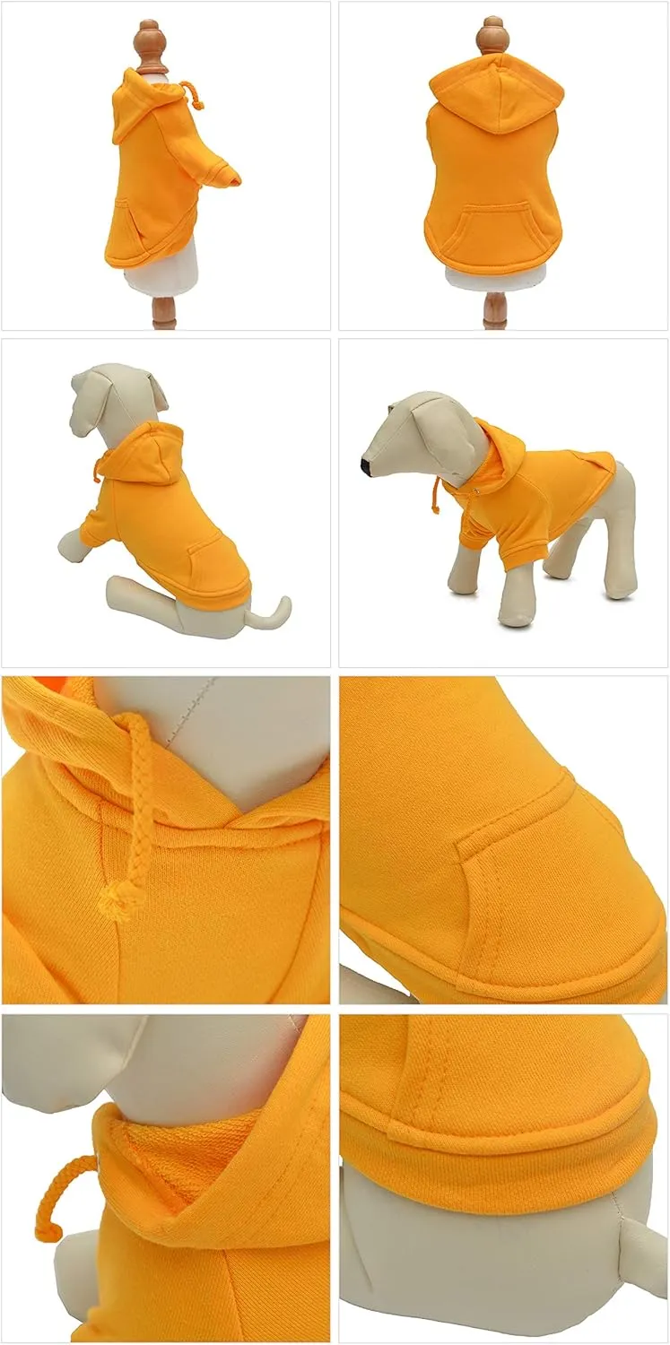 Lovelonglong Blank Basic Hoodie Sweatshirt for Dogs 100% Cotton Fits Small Medium Dachshund Large Dog Orange XL