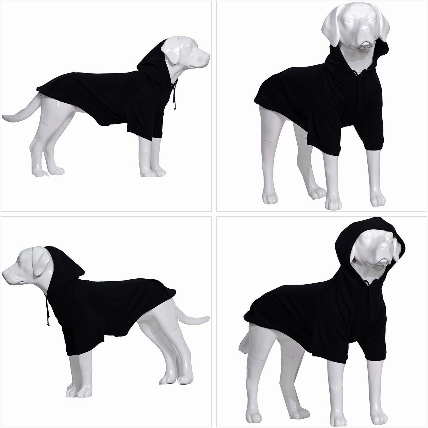 Lovelonglong Blank Basic Hoodie Sweatshirt for Dogs 100% Cotton Fits Small Medium Dachshund Large Dog Black XL