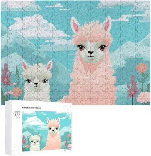 Lovely Alpaca Puzzles 300 Pieces Personalized Jigsaw Puzzles Lovely Alpaca Photo Puzzle Challenging Picture Puzzle for Adults Personaliz Jigsaw with Storage Bag (15.7" X 11")