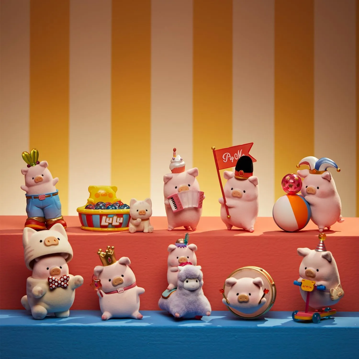 Lulu The Piggy Celebration Series 8PCs Cute Pig Figures Collectible Toys Kawaii Birthday Gifts