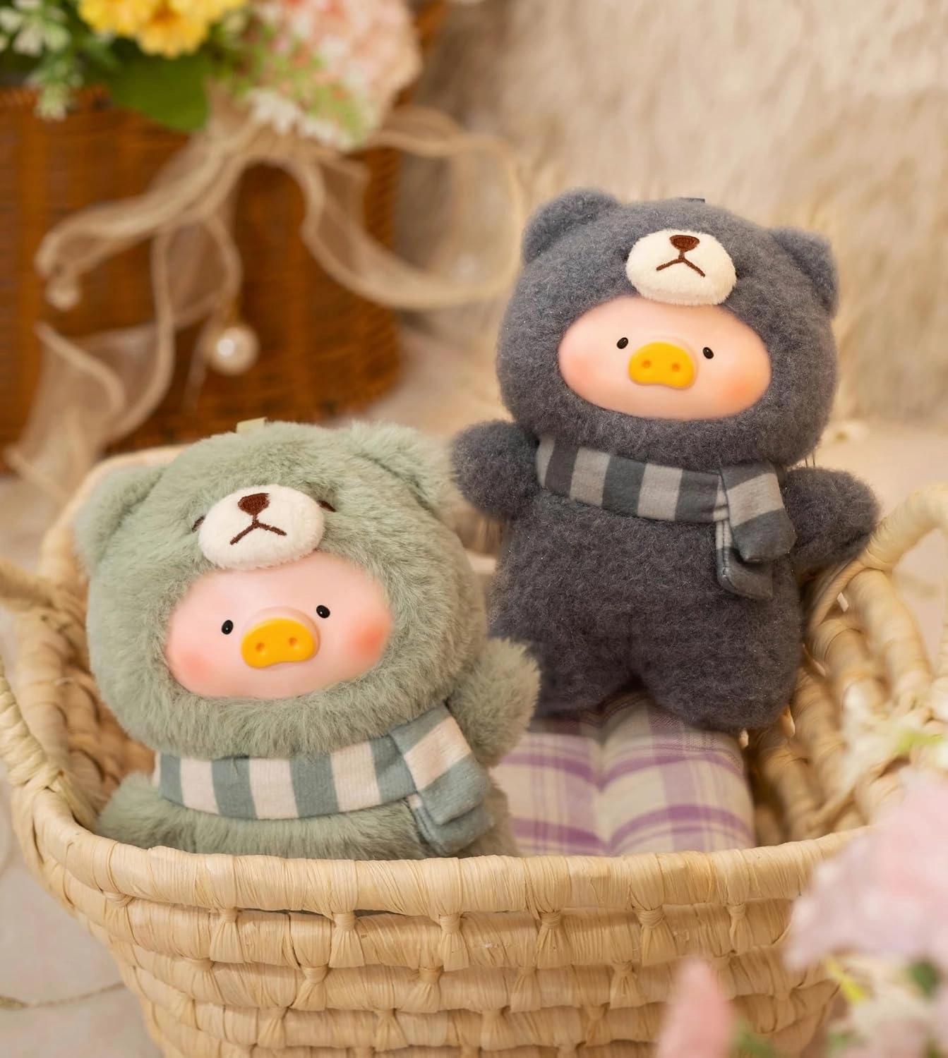 Lulu The Piggy Pig Vintage Bunny Bear Joyful Time Series Blind Box Figures 1PC Plush Cute Collectible Toys Kawaii Birthday Gifts