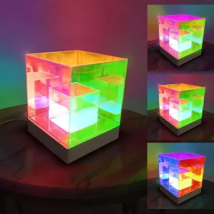 Lumoonosity Infinity Cube Light - 3D Infinity Lamp for Bedroom, Living Room, Gamer Room - USB Powered, Color Changing Eye-Catching Table RGB LED Lamp