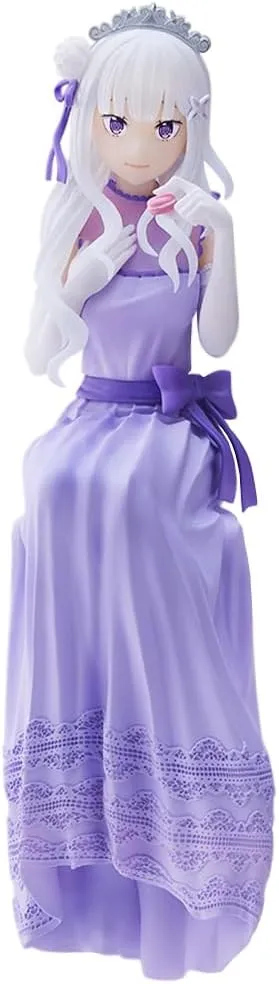 LUNK Emilia Figure Sittng Pose Anime Figure Model 14cm Emilia Statue Action Figure Desktop Ornaments Collectible Gift for Fans