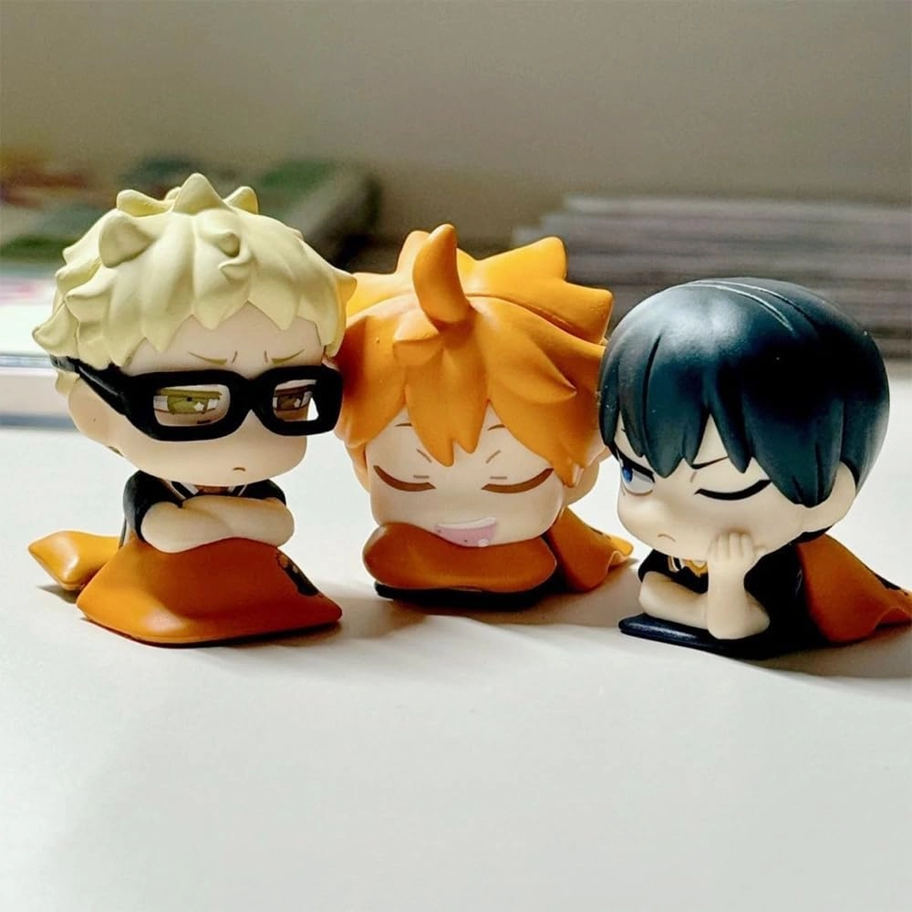 LUNK 5pcs Kuroo Tetsurou Kozume Kenma Figures Set 6cm Tobio Kageyama Action Figures Cute Sitting Pose Figurine Anime Cake Topper Desktop Collection Gifts