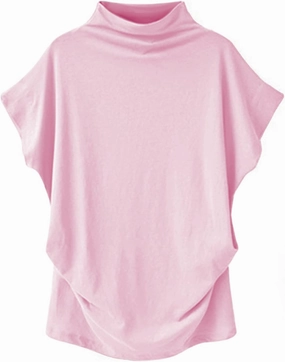 LYANER Women's Casual Mock Neck Ruffle Short Sleeve Summer Blouse Shirt Top