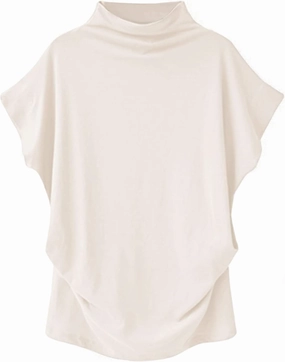 LYANER Women's Casual Mock Neck Ruffle Short Sleeve Summer Blouse Shirt Top