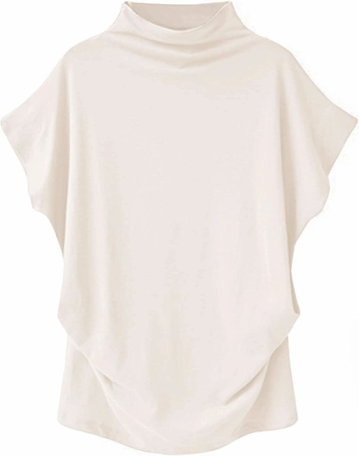 LYANER Women's Casual Mock Neck Ruffle Short Sleeve Summer Blouse Shirt Top