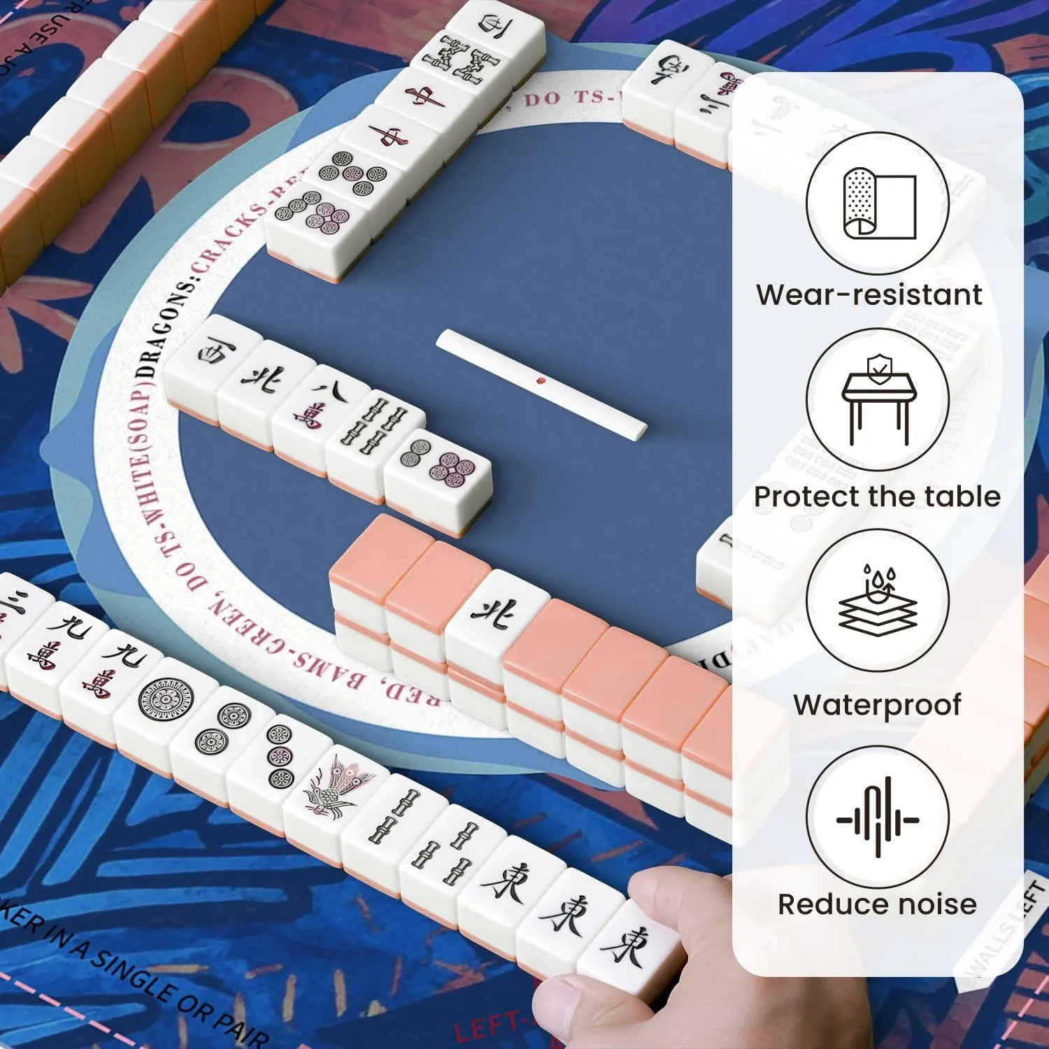 Mahjong Mat for Table Abstract bright graffiti bricks paint drips words graffiti style 31.5" x 31.5" Non-Slip Noise-Reducing Game Mat Premium Mahjong Accessories for Poker Dominoes Board Games
