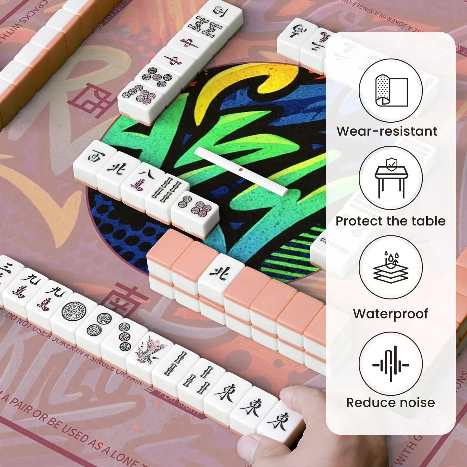 Mahjong Mat for Table Abstract bright graffiti bricks paint drips words graffiti style 31.5" x 31.5" Non-Slip Noise-Reducing Game Mat Premium Mahjong Accessories for Poker Dominoes Board Games