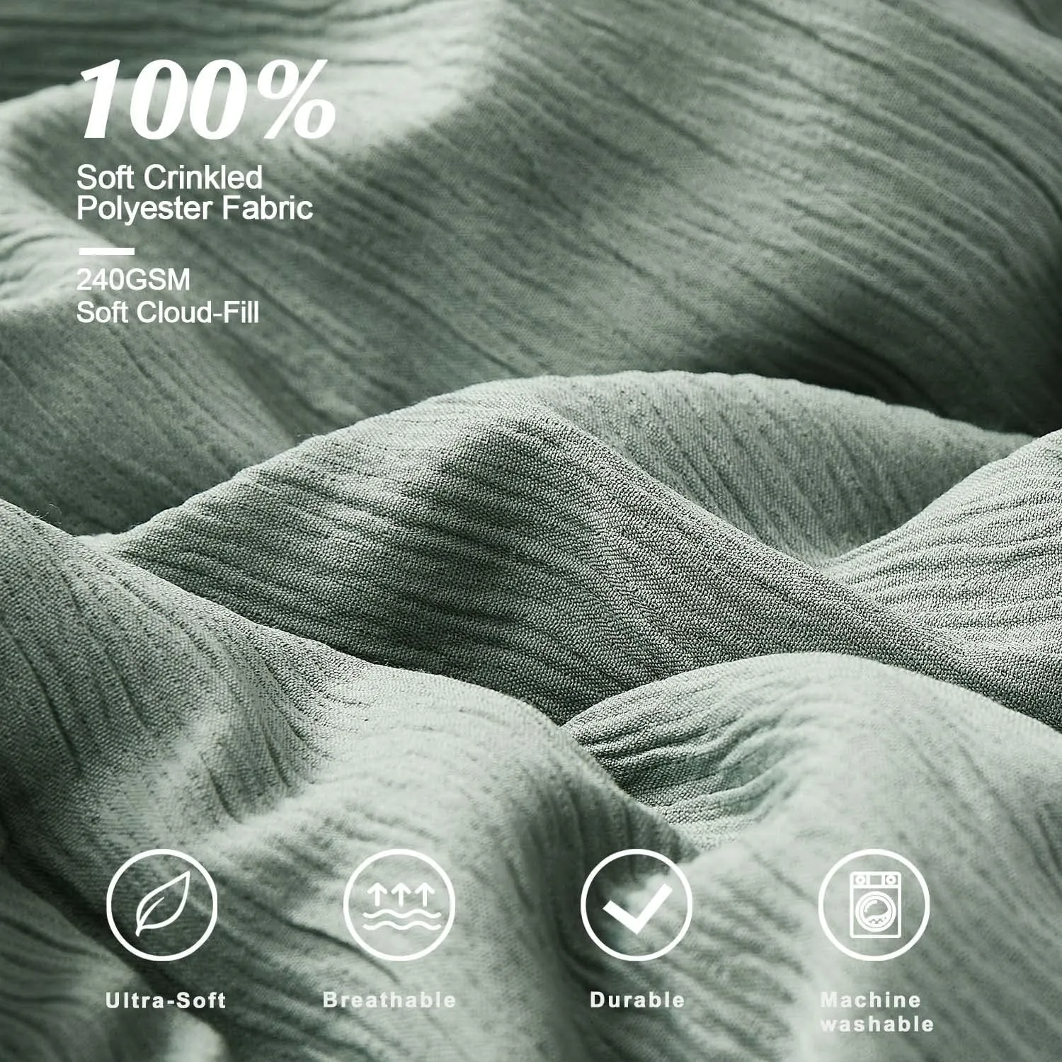 Maireve Sage Green Comforter, California King Comforter Set Textured Design, All Season 7 Pieces Oversized King Comforter with Sheets, Pillowcases & Shams 108"x92"