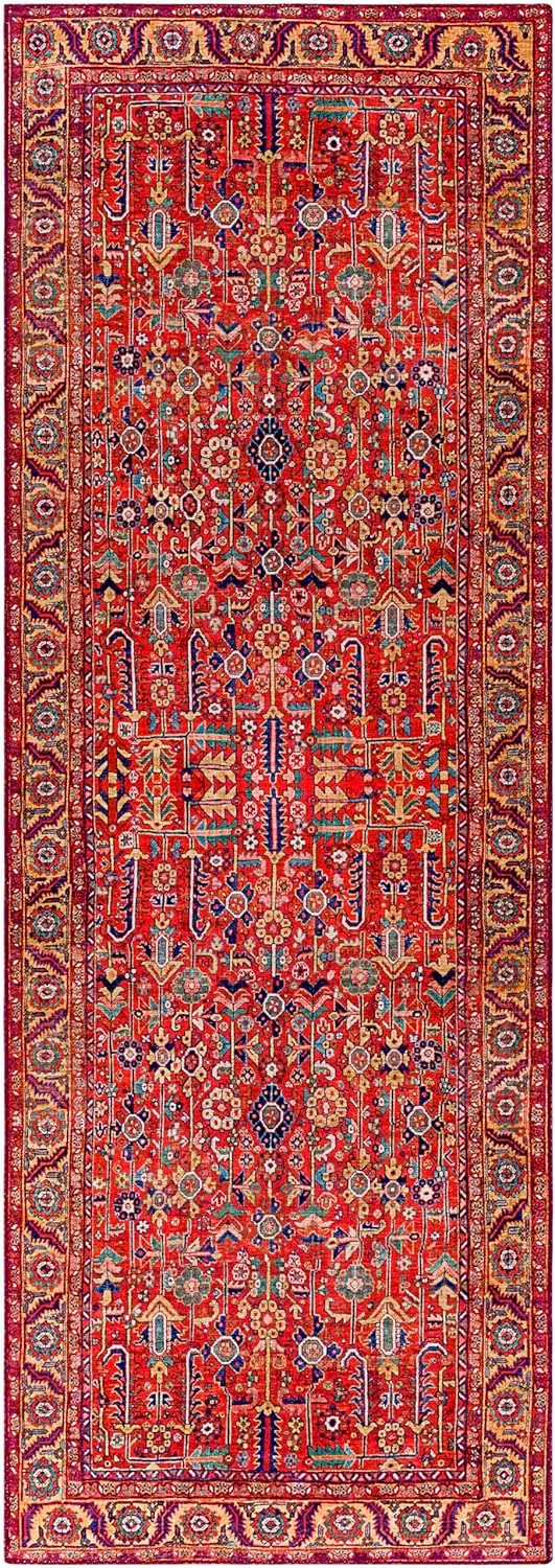 Mark&Day Area Rugs, 3x8 Loveren Traditional Bright Red Runner Area Rug, Red Carpet for Hallway, Kitchen, Bedroom or Living Room (2'6" x 7'6" Runner)
