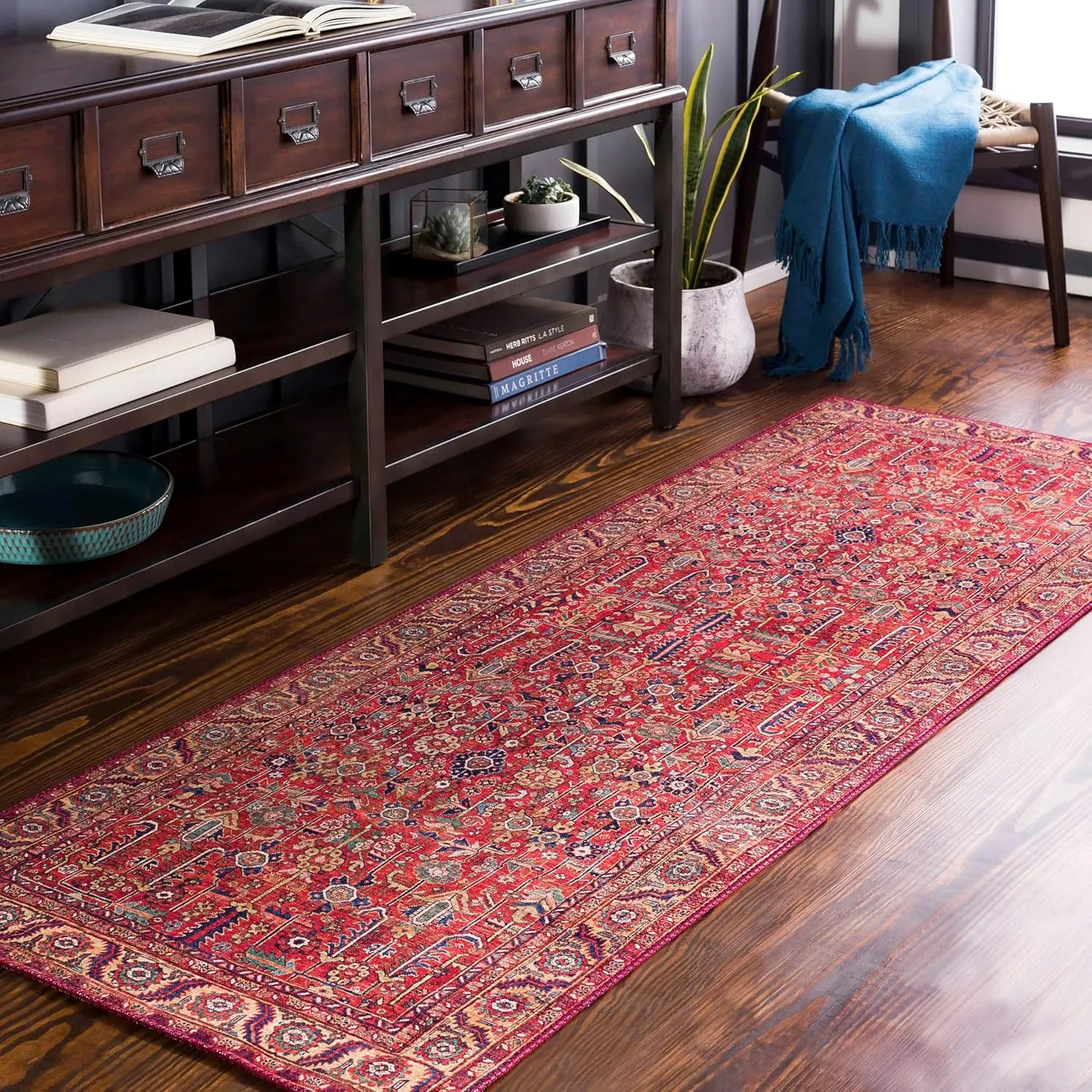 Mark&Day Area Rugs, 3x8 Loveren Traditional Bright Red Runner Area Rug, Red Carpet for Hallway, Kitchen, Bedroom or Living Room (2'6" x 7'6" Runner)