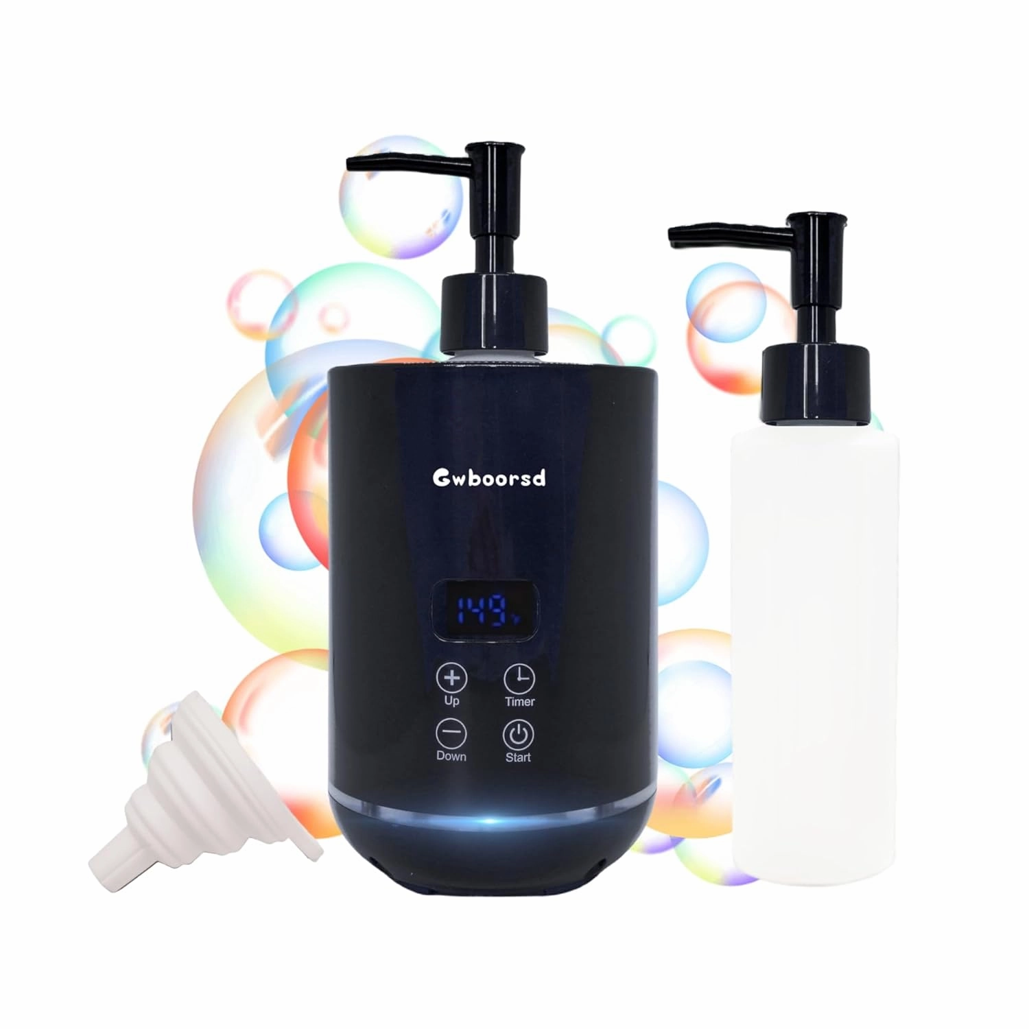 Massage Oil Warmer heater,oil warmer for massage,lotion Warmer for Spa,Salon and Barber Shops,with 2 Oil Bottle Dispenser,1 White funnel,Atmosphere lights,Temperature control,Time delay start,Black