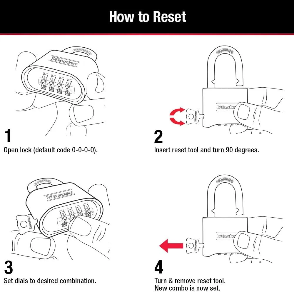 Master Lock 175LH 2' Wide Set Your Own Combination Padlock, with 2-1/4 in. Shackle, Brass Finish