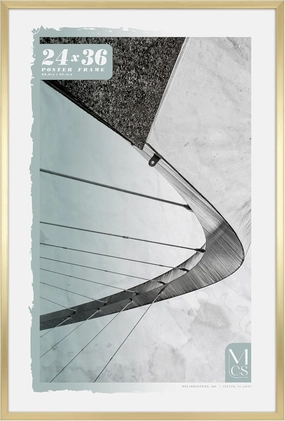 MCS Foundation 24x36 Poster Frame Traditional Brass, Vertical & Horizontal Wall Hanging Large Picture Frame for Photos, Posters & Art Prints (1-Pack)