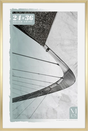 MCS Foundation 24x36 Poster Frame Traditional Brass, Vertical & Horizontal Wall Hanging Large Picture Frame for Photos, Posters & Art Prints (1-Pack)