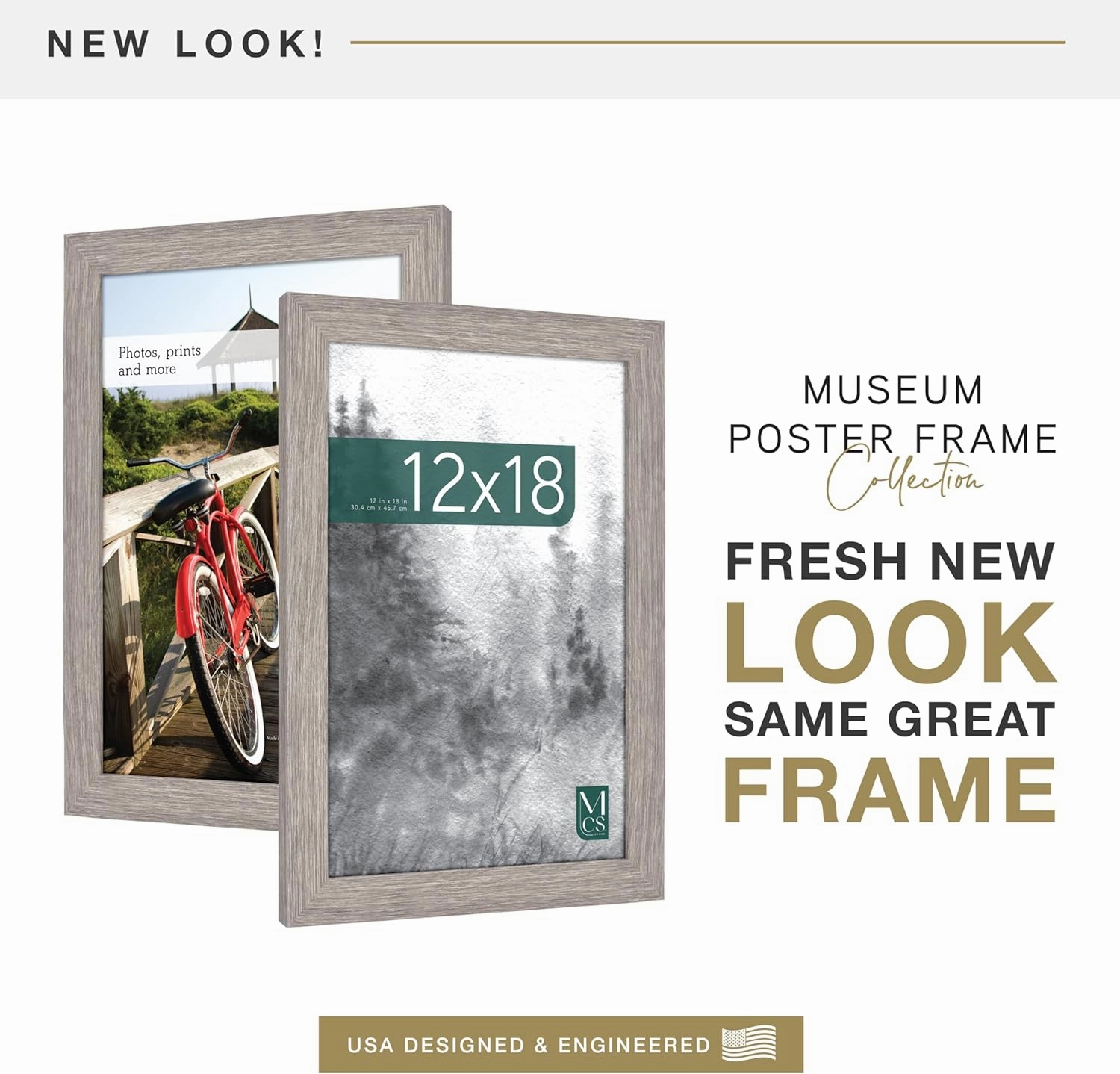 MCS Museum Poster Frame 12x18 Barnwood, Vertical & Horizontal Wall Hanging Large Picture Frame for Photos, Posters & Art Prints (1-Pack)