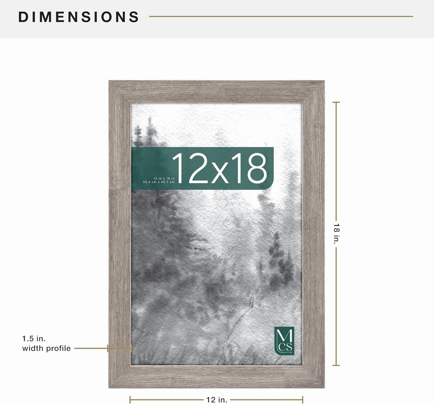 MCS Museum Poster Frame 12x18 Barnwood, Vertical & Horizontal Wall Hanging Large Picture Frame for Photos, Posters & Art Prints (1-Pack)