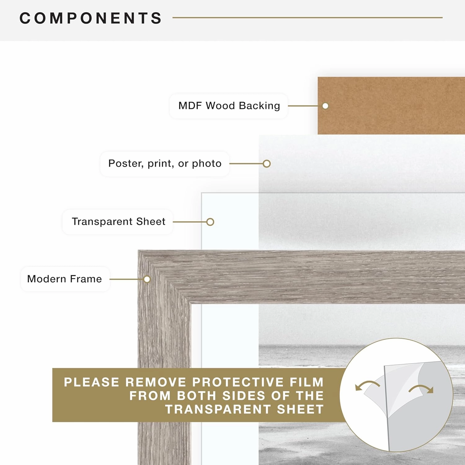 MCS Museum Poster Frame 12x18 Barnwood, Vertical & Horizontal Wall Hanging Large Picture Frame for Photos, Posters & Art Prints (1-Pack)