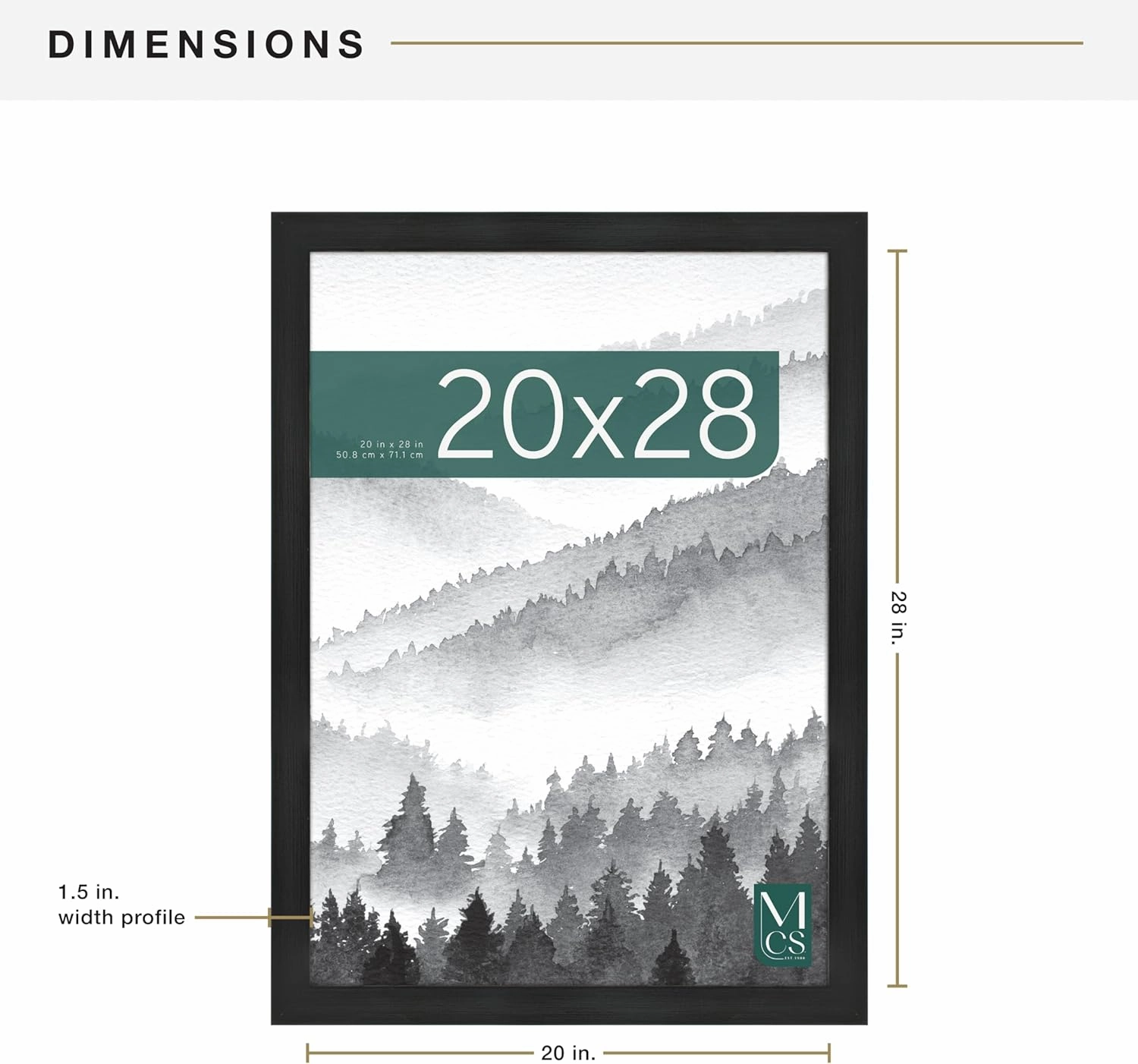 MCS Museum Poster Frame 20x28 Onyx, Vertical & Horizontal Wall Hanging Large Picture Frame for Photos, Posters & Art Prints (1-Pack)