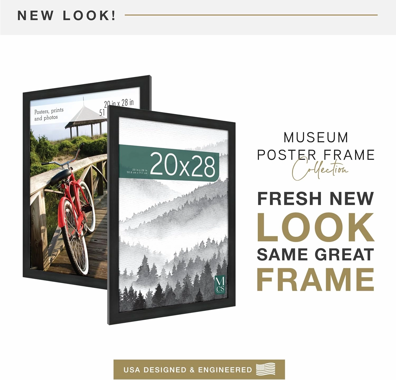 MCS Museum Poster Frame 20x28 Onyx, Vertical & Horizontal Wall Hanging Large Picture Frame for Photos, Posters & Art Prints (1-Pack)